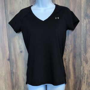 Under Armour Women's Black V Neck Mesh Short Sleeve Tee XS              R169